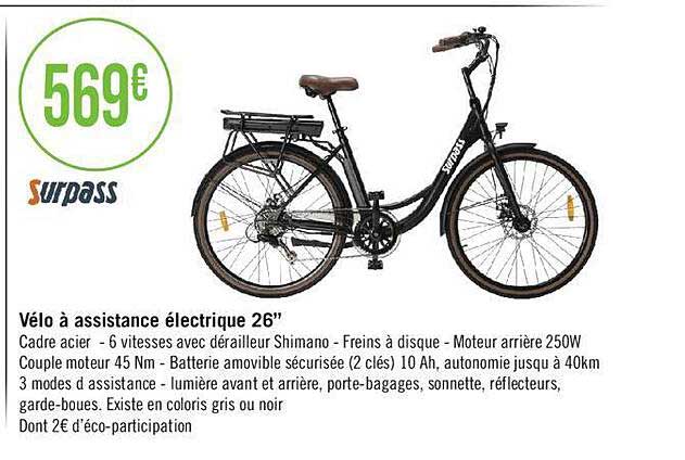 vélo à assistance électrique 26" surpass