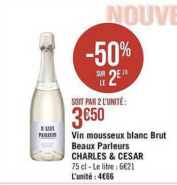vin mousseux blanc brut beaux parleurs charles & cesar