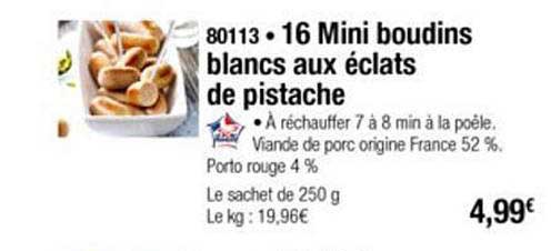 16 Mini Boudins Blancs Aux éclats De Pistache
