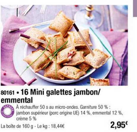 16 Mini Galettes Jambon Emmental