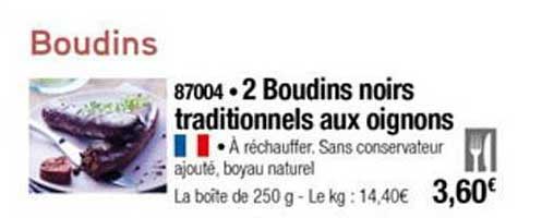 2 boudins noirs traditionnels aux oignons