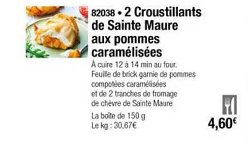 2 croustillants de sainte maure aux pommes caramélisées