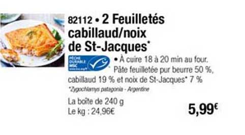 2 feuilletés cabillaud noix de st jacques