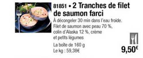 2 Tranches De Filet De Saumon Farci