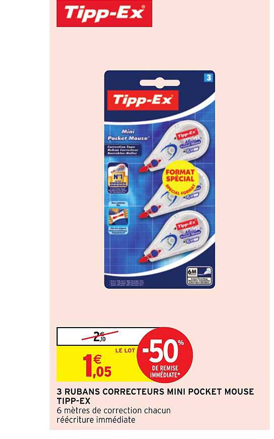 3 rubans correcteurs mini pocket mouse tipp ex -50% de remise immédiate