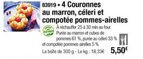 4 couronnes au marron céleri et compotée pommes airelles