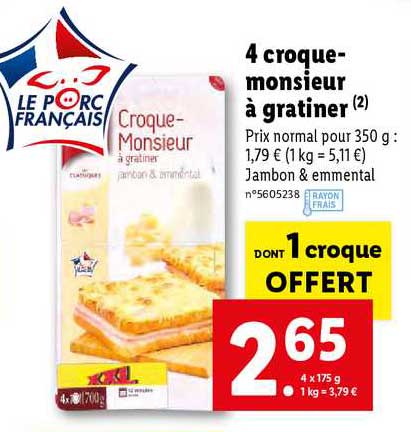 4 croque monsieur à gratiner