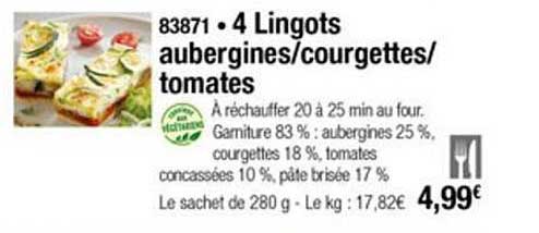 4 lingots aubergines courgettes tomates