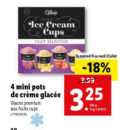 4 mini pots de crème glacée