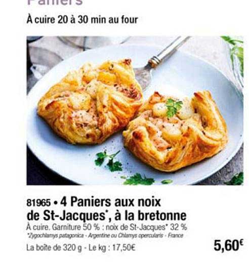 4 paniers aux noix de st jacques à la bretonne