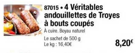 4 véritables andouillettes de troyes à bouts coupés