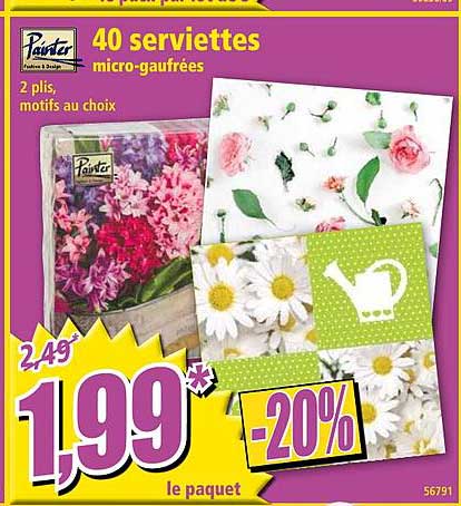 40 serviettes micro gaufrées painter