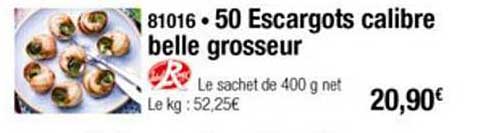 50 escargots calibre belle grosseur