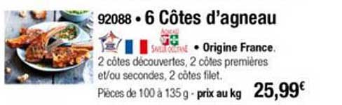 6 côte d'agneau