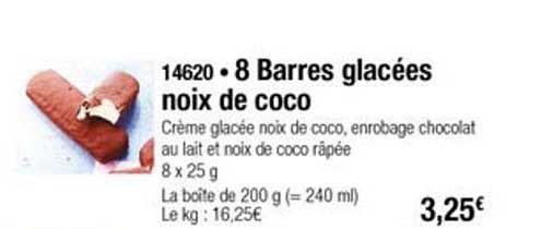 8 Barres Glacées Noix De Coco