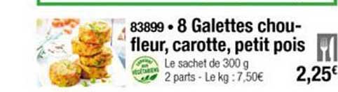 8 galettes choufleur carotte petit pois