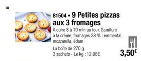 9 petites pizzas aux 3 fromages