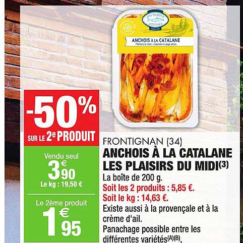 anchois à la catalane les plaisirs du midi frontignan -50% sur le 2e produit