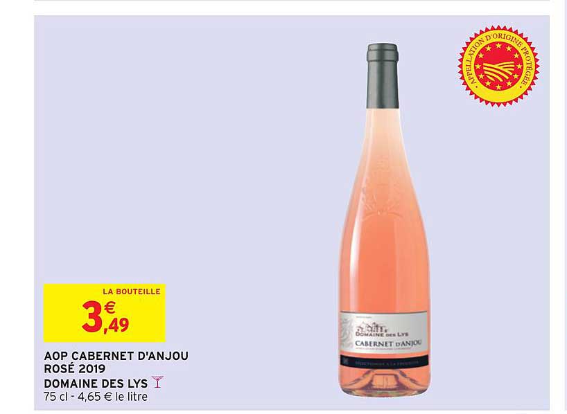 aop cabernet d'anjou rosé 2019 domaines des lys
