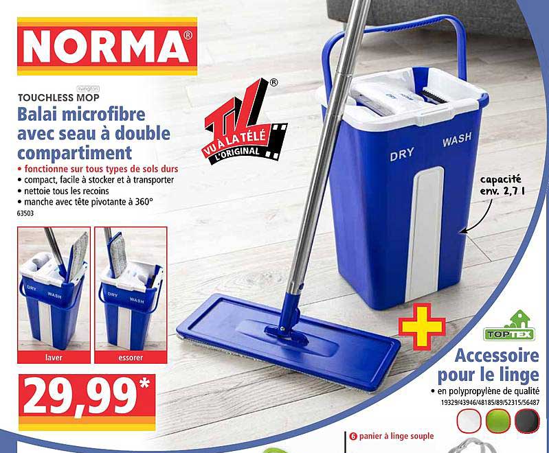 balai microfibre avec seau à double compartiment touchless mop