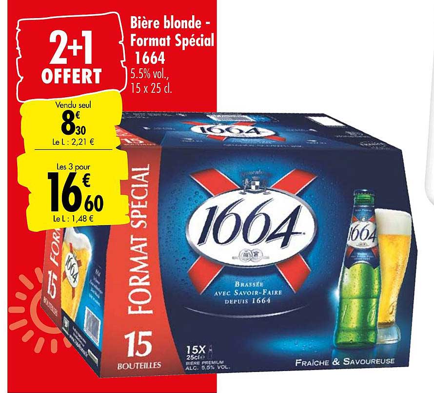 bière blonde format spécial 1664 2+1 offert