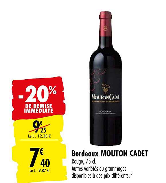 bordeaux mouton cadet -20% de remise immédiate