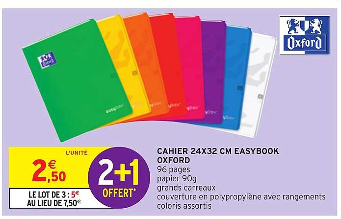 cahier 24x32 cm easybook oxford 2+1 offert