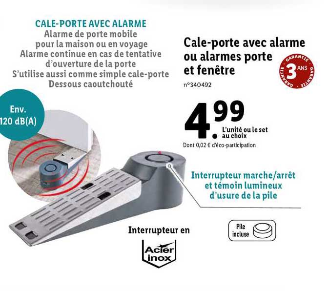 cale porte avec alarme ou alarmes porte et fenêtre