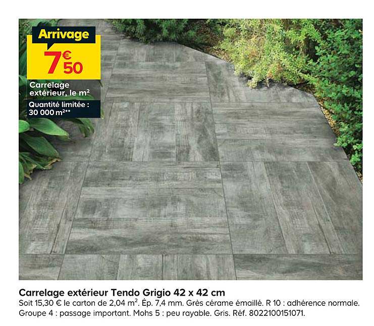 carrelage extérieur tendo grigio 42 x 42 cm