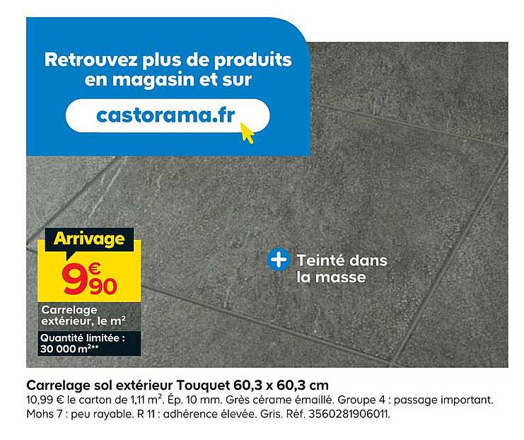 carrelage sol extérieur touquet 60.3 x 60.3 cm