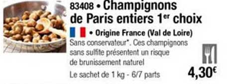 champignons de paris entiers 1er choix