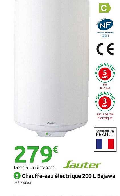 chauffe eau électrique 200 l bajawa sauter