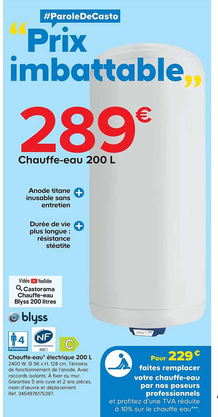 chauffe eau électrique 200 l