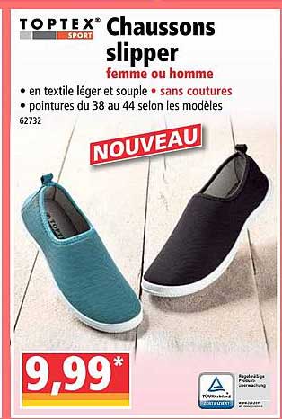 Chaussons Slipper Femme Ou Homme Toptex