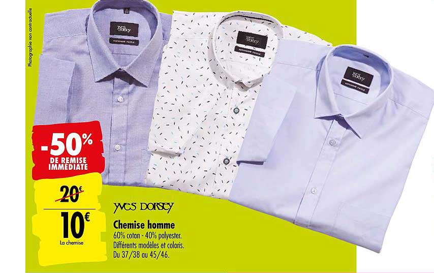 chemise homme yves dorsey -50% de remise immédiate