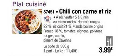 chili con carne et riz