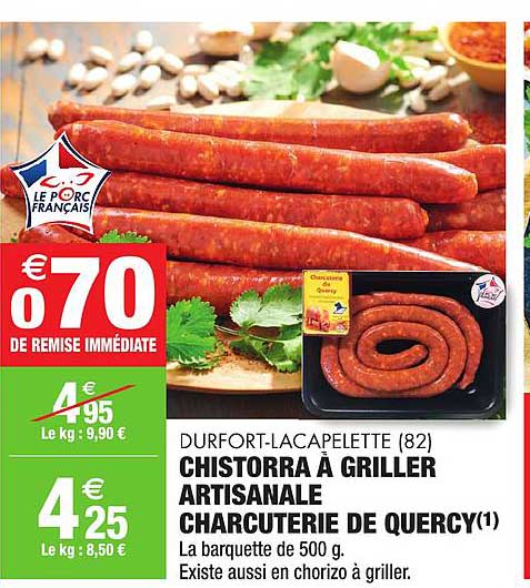 chistorra à griller artisanale charcuterie de quercy durfort lacapelette