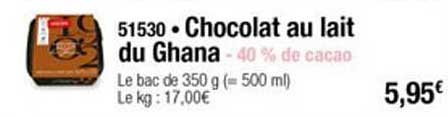 chocolat au lait du ghana