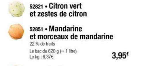 citron vert et zestes de citron mandarine et morceaux de mandarine