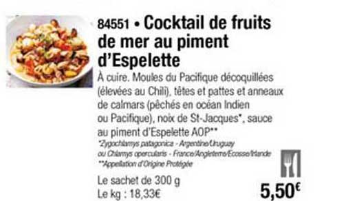 cocktail de fruits de mer au piment d'espelette