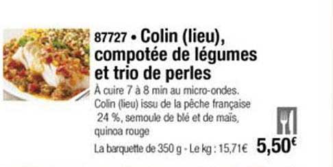 colin (lieu) compotée de légumes et trio de perles
