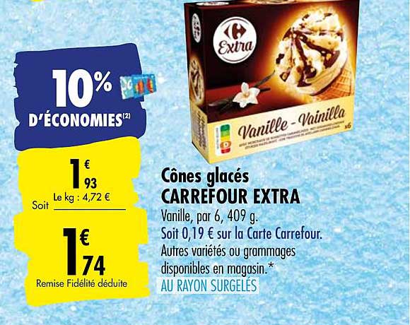 Cônes Glacés Carrefour Extra