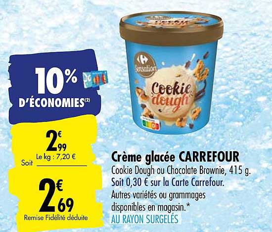 cookie dough crème glacée carrefour