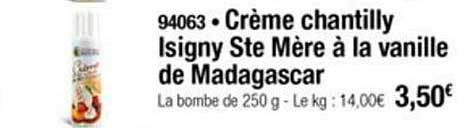 crème chantilly isigny ste mère à la vanille de madagascar