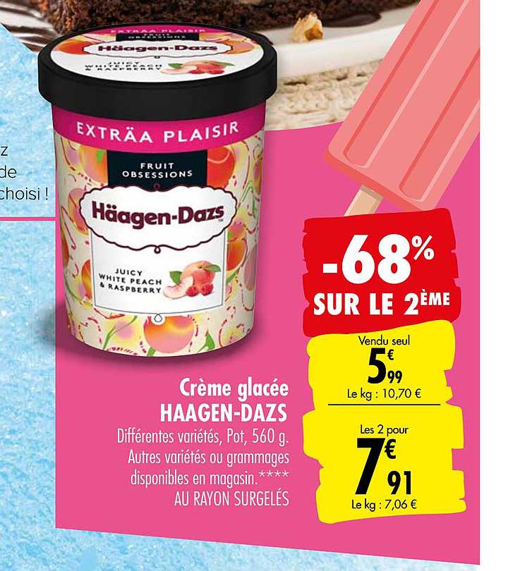 crème glacée haagen dazs -68% sur le 2ème
