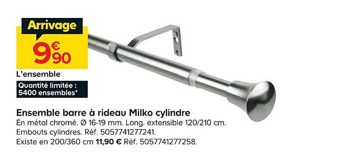 ensemble barre à rideau milko cylindre