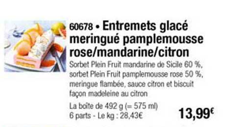 Entremets Glacé Meringué Pamplemousse Rose Mandarine Citron