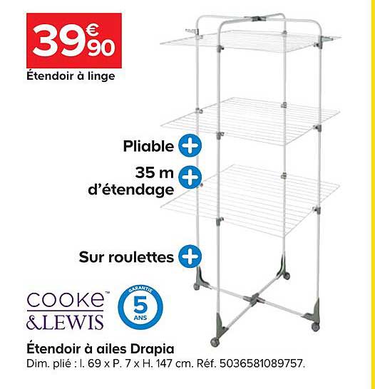 étendoir à ailes drapia cooke&lewis