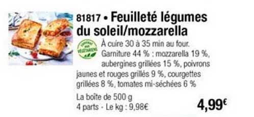 Feuilleté Légumes Du Soleil Mozzarella