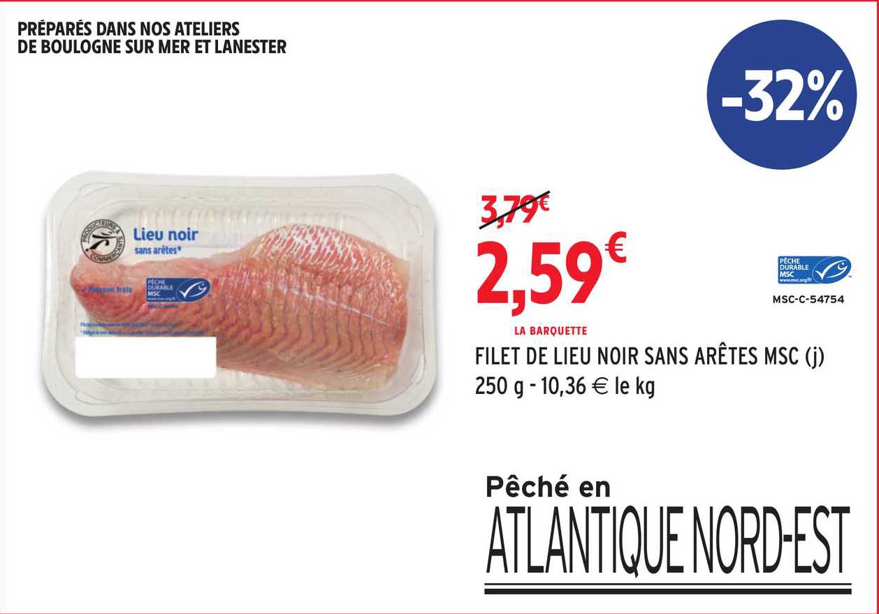 filet de lieu noir sans arêtes msc